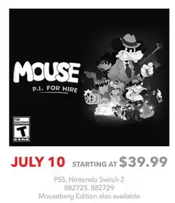 GameStop MOUSE P.I. FOR HIRE PS5, Nintendo Switch 2 offer