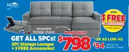 Surplus Furniture 5PC Package: Stone Grey 2Pc Lounger with Storage offer