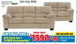 Surplus Furniture 5PC Package: Simplejoy Sand Sofa & Loveseat offer