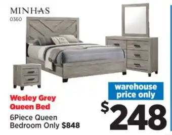 Surplus Furniture Wesley Light Grey Oak Queen Bed offer