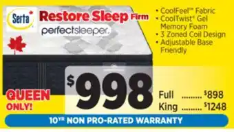 Surplus Furniture Serta Perfect Sleeper Restore Sleep Firm Queen Mattress offer