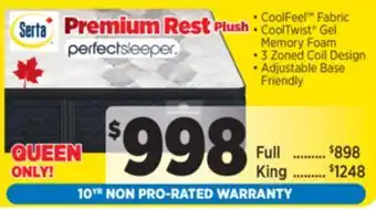 Surplus Furniture Serta Perfect Sleeper Premium Rest Plush Queen Mattress offer
