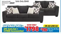 Surplus Furniture 5PC Package: Loreo Ebony Sofa & Loveseat offer
