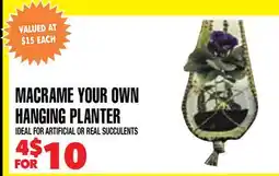 Len's Mill Stores MACRAME YOUR OWN HANGING PLANTER offer