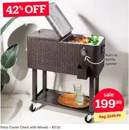 Kitchen Stuff Plus Patio Cooler Chest with Wheels - 80 Qt offer