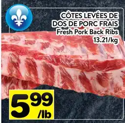 Supermarché PA CÔTES LEVÉES DE DOS DE PORC FRAIS | Fresh Pork Back Ribs offer