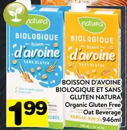 Supermarché PA BOISSON D'AVOINE BIOLOGIQUE ET SANS GLUTEN NATURA | Organic Gluten Free Oat Beverage offer