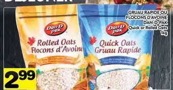 Supermarché PA GRUAU RAPIDE OU FLOCONS D'AVOINE DAN-D'PAK | Quick or Rolled Oats offer