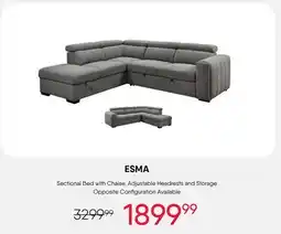 Meubles RD Esma - Sectional Bed with Left-Side Chaise, Adjustable Headrests, and Storage offer