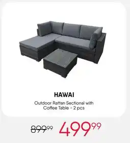 Meubles RD HAWAII Outdoor Rattan Sectional with Coffee Table - 2 pcs offer