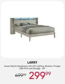Meubles RD Larry - Queen Bed with LED, Wireless Charger, USB and Storage - 60 offer
