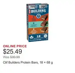 Costco Clif Builders Protein Bars, 18 × offer