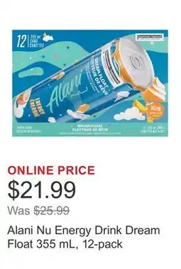 Costco Alani Nu Energy Drink Dream Float 355 mL, 12-pack offer