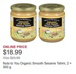 Costco Nuts to You Organic Smooth Sesame Tahini, 2 × offer