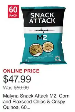 Costco Malyna Snack Attack M2, Corn and Flaxseed Chips & Crispy Quinoa, 60 × offer