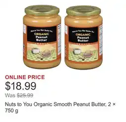 Costco Nuts to You Organic Smooth Peanut Butter, 2 × offer
