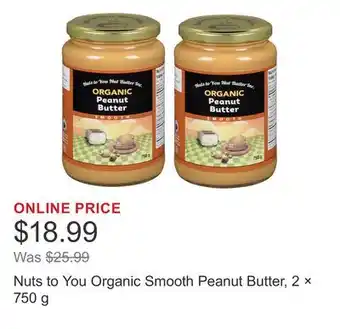 Costco Nuts to You Organic Smooth Peanut Butter, 2 × offer