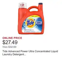 Costco Tide Advanced Power Ultra Concentrated Liquid Laundry Detergent with Oxi 89 Loads offer