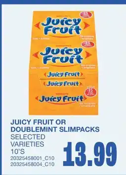 Wholesale Club JUICY FRUIT OR DOUBLEMINT SLIMPACKS offer