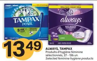 Brunet ALWAYS, TAMPAX Produits d'hygiène féminine sélectionnés offer