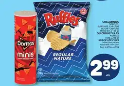Marché Bonichoix DORITOS, SUNCHIPS, CHEETOS OR FUNYUNS MINIS RUFFLES SNACKS OR CHIPS offer