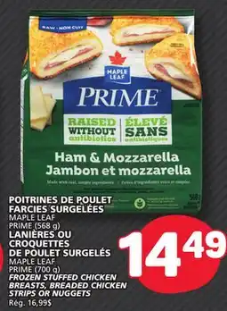 Marché Bonichoix MAPLE LEAF PRIME FROZEN BREADED CHICKEN BREASTS, BREADED CHICKEN STRIPS OR NUGGETS offer