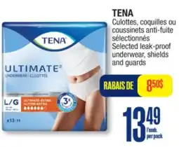 Jean Coutu TENA Selected leak-proof underwear, shields and guards offer