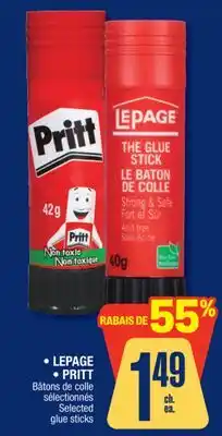 Jean Coutu LE PAGE, PRITT Selected glue sticks offer