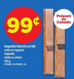 Maxi BAGUETTE BLANCHE OU BLÉ CUITE EN MAGASIN | BAGUETTE WHITE OR WHEAT offer