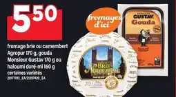 Maxi FROMAGE BRIE OU CAMEMBERT AGROPUR, 170 G, GOUDA MONSIEUR GUSTAV, 170 G OU HALOUMI DORÉ-MI, 160 G offer