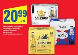 Maxi BIÈRE SAPPORO, KRONENBOURG, CARLSBERG OU LANDSHARK, 12X330/355 ML offer