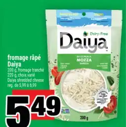 Super C fromage râpé Daiya | Daiya shredded cheese offer