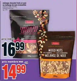 Super C mélange chocolat fruits et noix ou mélange de noix Irrésistible | Irrésistible mixed nuts offer