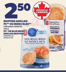 Provigo MUFFINS ANGLAIS PC OU MENU BLEU, 342 G | PC OR BLUE MENU ENGLISH MUFFINS offer