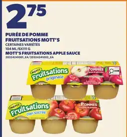 Provigo PURÉE DE POMME FRUITSATIONS MOTT'S, 104 ML/6X111 G | MOTT'S FRUITSATIONS APPLE SAUCE offer