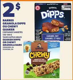 Provigo BARRES GRANOLA DIPPS OU CHEWY QUAKER, 120-156 G | QUAKER DIPPS OR CHEWY GRANOLA BARS offer