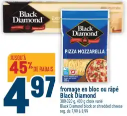 Marché Adonis FROMAGE EN BLOC OU RÂPÉ BLACK DIAMOND | BLACK DIAMOND BLOCK OR SHREDDED CHEESE offer