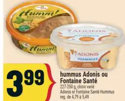 Marché Adonis HUMMUS ADONIS OU FONTAINE SANTÉ | ADONIS OR FONTAINE SANTÉ HUMMUS offer