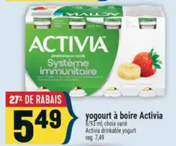 Marché Adonis YOGOURT À BOIRE ACTIVIA | ACTIVIA DRINKABLE YOGURT offer