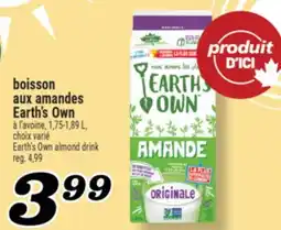 Marché Richelieu BOISSON AUX AMANDES EARTH'S OWN | EARTH'S OWN ALMOND DRINK offer