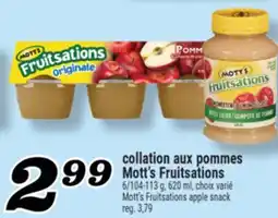 Marché Richelieu COLLATION AUX POMMES MOTT'S FRUITSATIONS | MOTT'S FRUITSATIONS APPLE SNACK offer