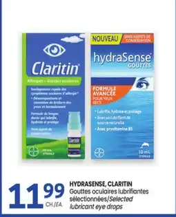 Uniprix HYDRASENSE, CLARITIN Gouttes oculaires lubrifiantes sélectionnées/Selected lubricant eye drops offer