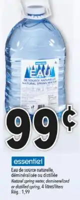 Familiprix Essentiel natural spring water offer