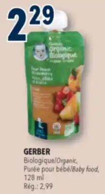 Familiprix Gerber Organic purée pear, peach, strawberry offer