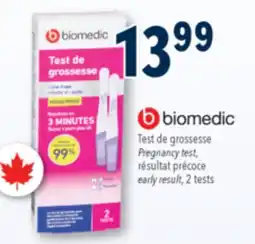 Familiprix BIOMEDIC, Pregnancy test, early result, 2 tests offer