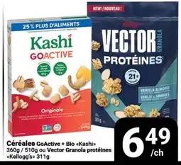 Pasquier Céréales GoActive + Bio Kashi 360g / 510g ou Vector Granola protéines Kellogg's 311g offer