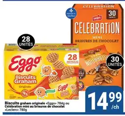 Pasquier Biscuite graham originale Eggo 784g ou Célébration mini au brisures de chocolat Leclerc 780g offer