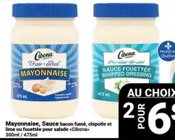 Pasquier Mayonnaise, Sauce bacon fumé, chipotle et lime ou fouettée pour salade Cibona offer
