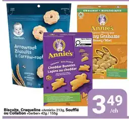 Pasquier Biscuits, Craquelins Annie's 213g, Soufflé ou Collation Gerber 426 / 155g offer