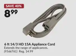 Princess Auto 6 ft14/3 HD 15A Appliance Cord offer